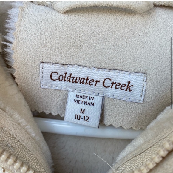 Cold water creek faux shearling fur lined hooded coat medium - Picture 3 of 4